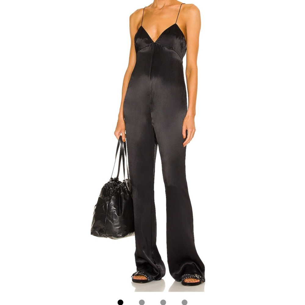 Weekend Stories Black Satin Slip Jumpsuit